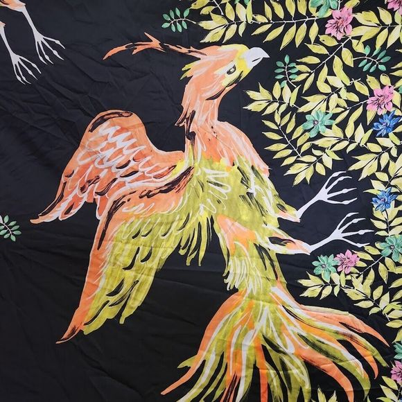 Bimba Y Lola Scarf Women's Black Floral Phoenix Bird Nature Multicolor SilK? - Picture 3 of 4